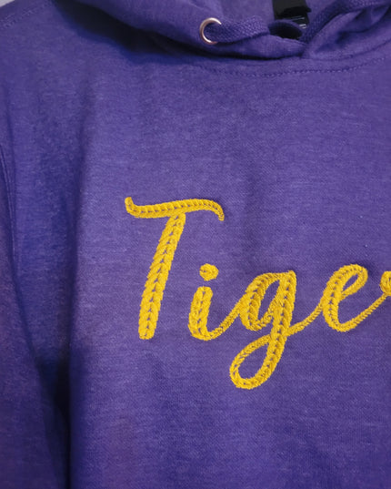 Tiger Purple Sweatshirt Yellow Gold Embroidery