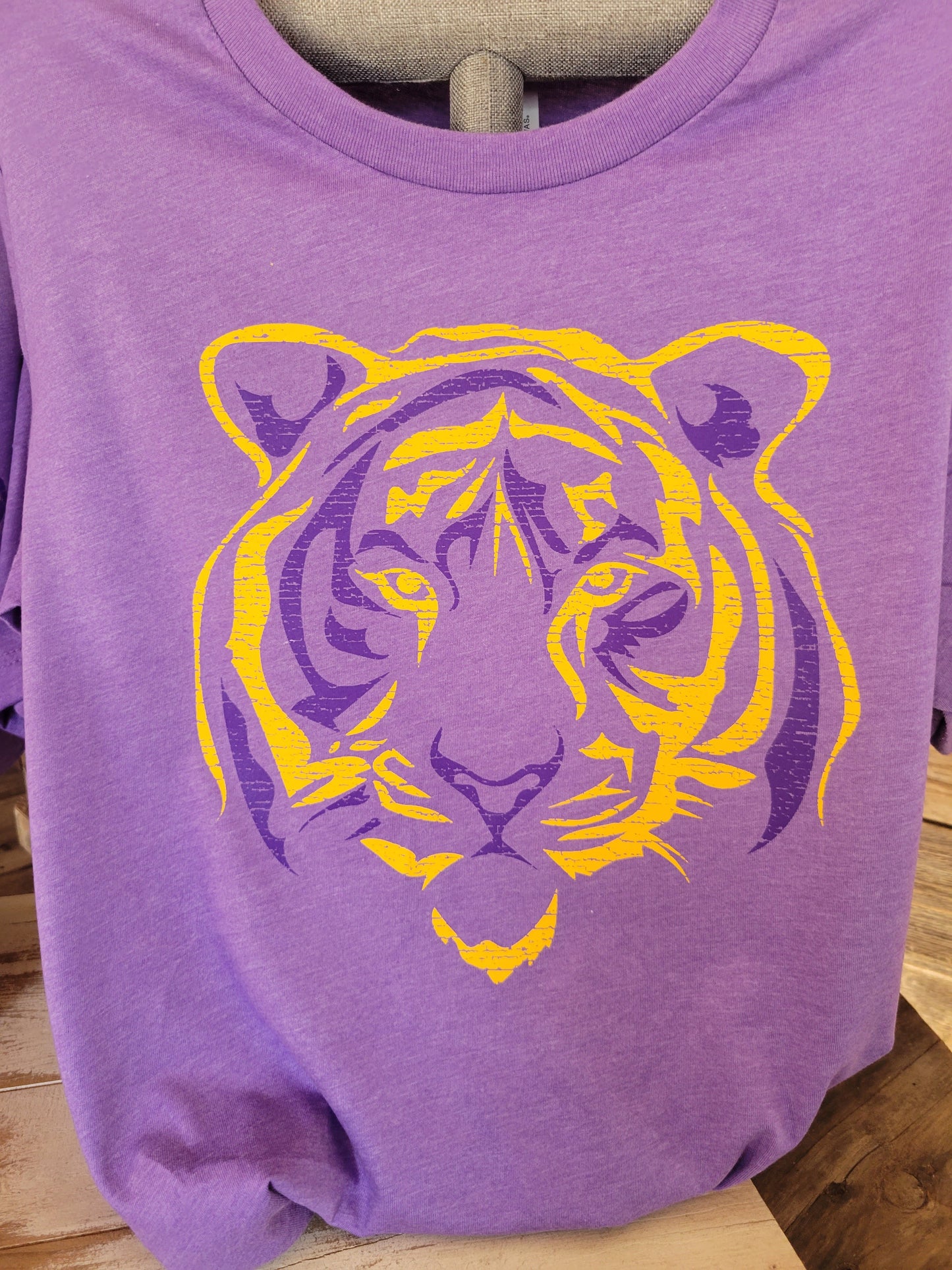 Tiger Purple and Gold Screen Print on Team Purple T-shirt