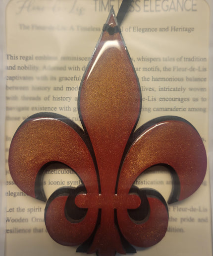 Maroon and Black Fleur-de-Lis Ornament: Elegant Home Decor Accent