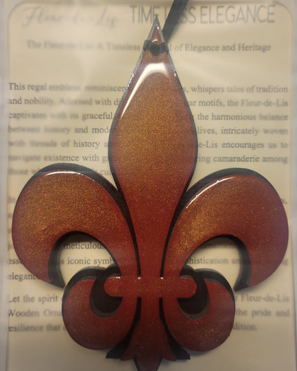 Maroon and Black Fleur-de-Lis Ornament: Elegant Home Decor Accent