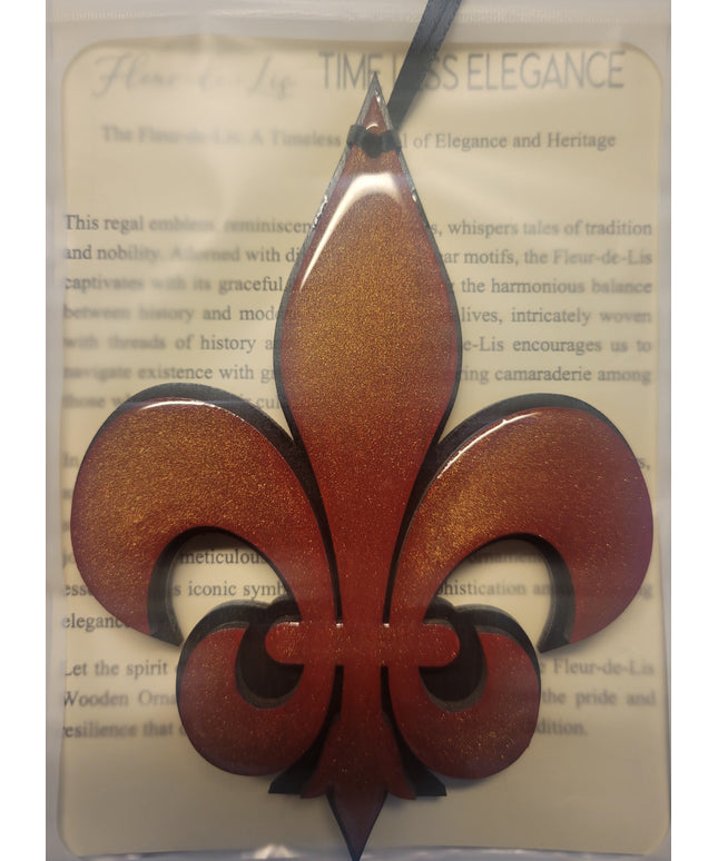 Maroon and Black Fleur-de-Lis Ornament: Elegant Home Decor Accent