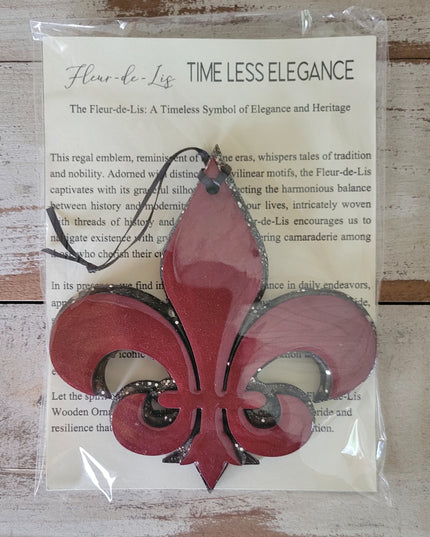 Glittering Maroon Fleur-de-Lis Ornament for Stunning Holiday Decor