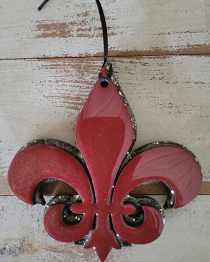 Glittering Maroon Fleur-de-Lis Ornament for Stunning Holiday Decor