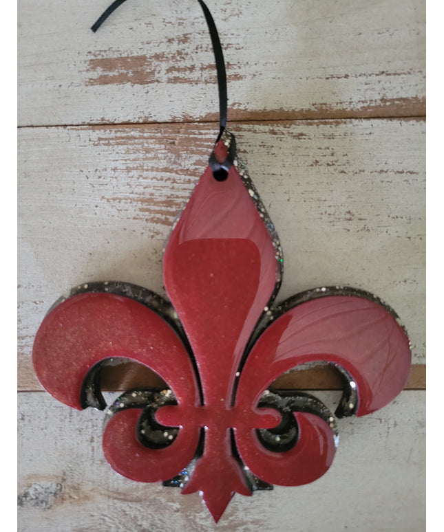 Glittering Maroon Fleur-de-Lis Ornament for Stunning Holiday Decor