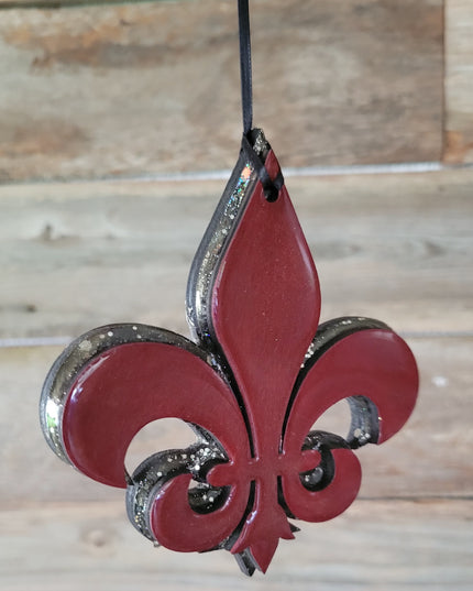 Glittering Maroon Fleur-de-Lis Ornament for Stunning Holiday Decor