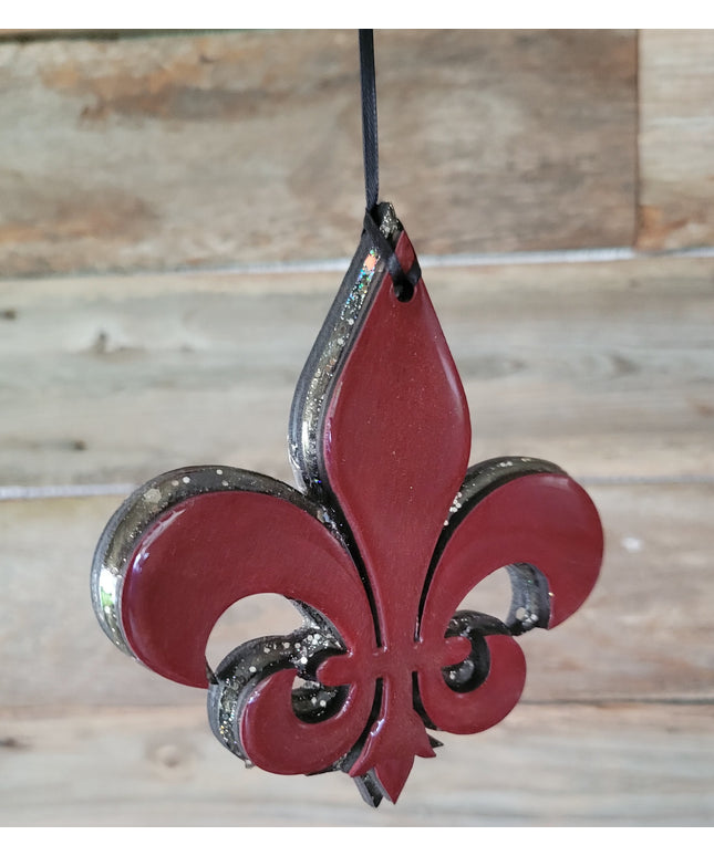 Glittering Maroon Fleur-de-Lis Ornament for Stunning Holiday Decor