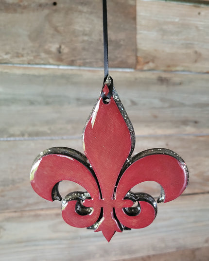 Glittering Maroon Fleur-de-Lis Ornament for Stunning Holiday Decor