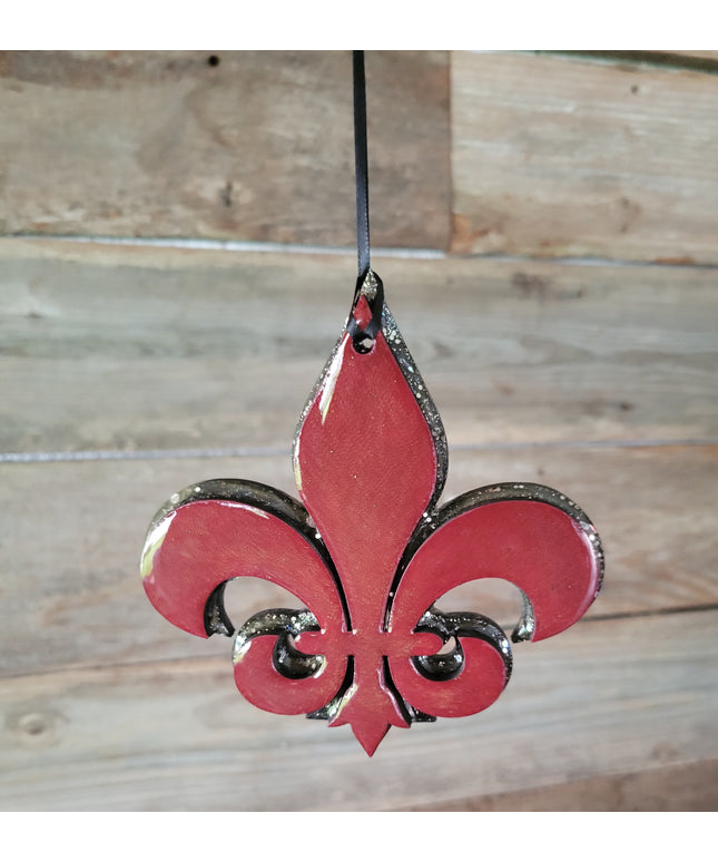 Glittering Maroon Fleur-de-Lis Ornament for Stunning Holiday Decor