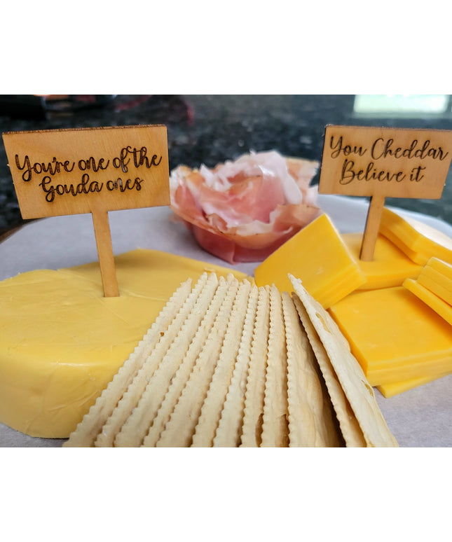 Charcuterie Wooden Cheese Markers Gouda and Cheddar Companion Pack