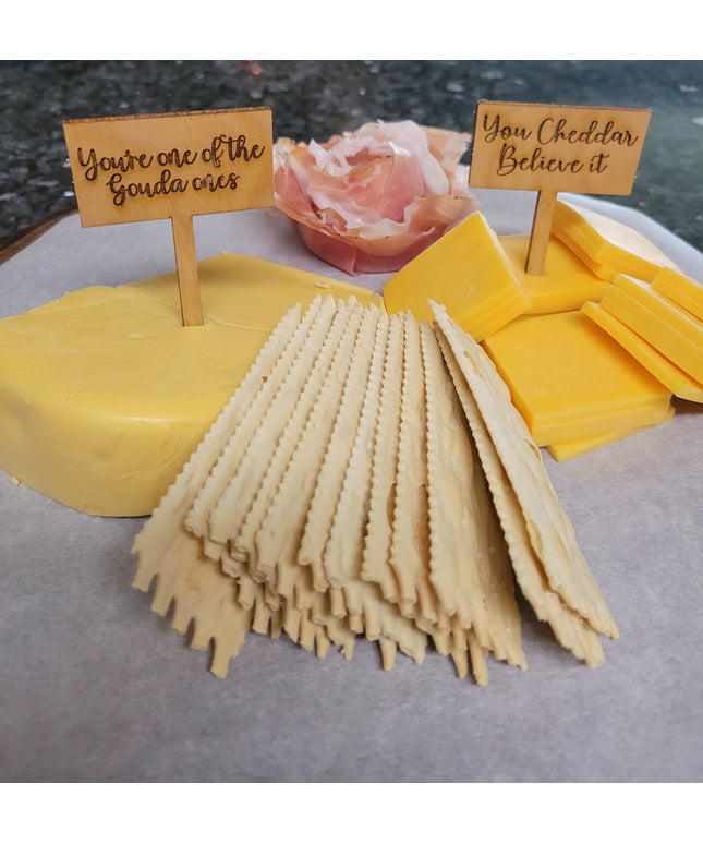Charcuterie Wooden Cheese Markers Gouda and Cheddar Companion Pack