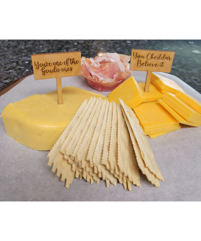 Charcuterie Wooden Cheese Markers Gouda and Cheddar Companion Pack