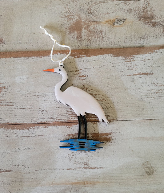 The Louisiana White Egret Ornament