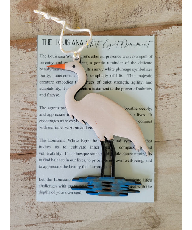 The Louisiana White Egret Ornament