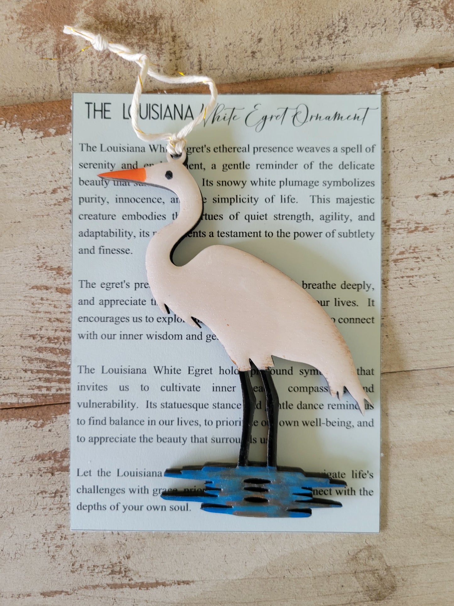 The Louisiana White Egret Ornament