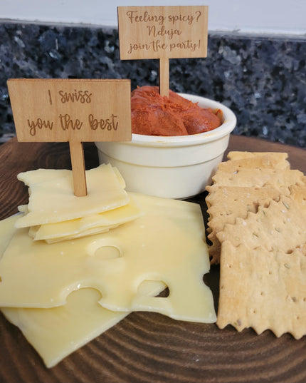 Charcuterie Wooden Cheese Markers - Njuda & Swiss Pack