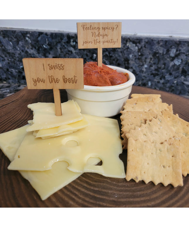 Charcuterie Wooden Cheese Markers - Njuda & Swiss Pack
