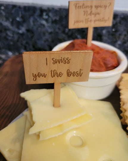 Charcuterie Wooden Cheese Markers - Njuda & Swiss Pack