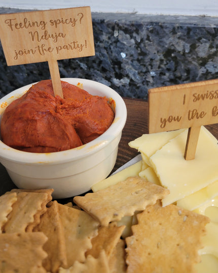 Charcuterie Wooden Cheese Markers - Njuda & Swiss Pack