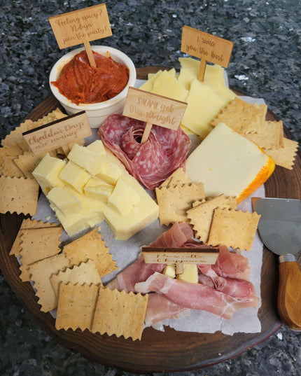 Charcuterie Wooden Cheese Markers - Njuda & Swiss Pack