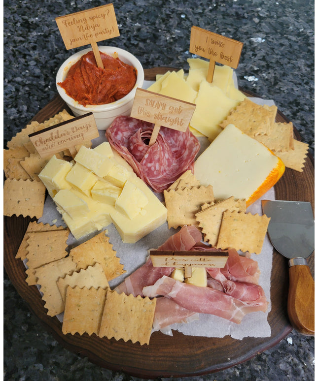 Charcuterie Wooden Cheese Markers - Njuda & Swiss Pack