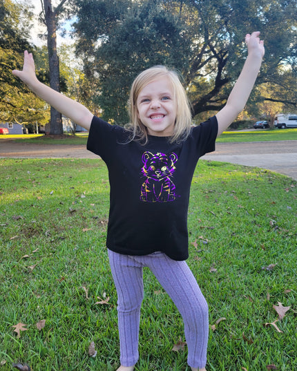 Girls' Tiger Glam Tee - Unique Foil Stripe T-Shirt