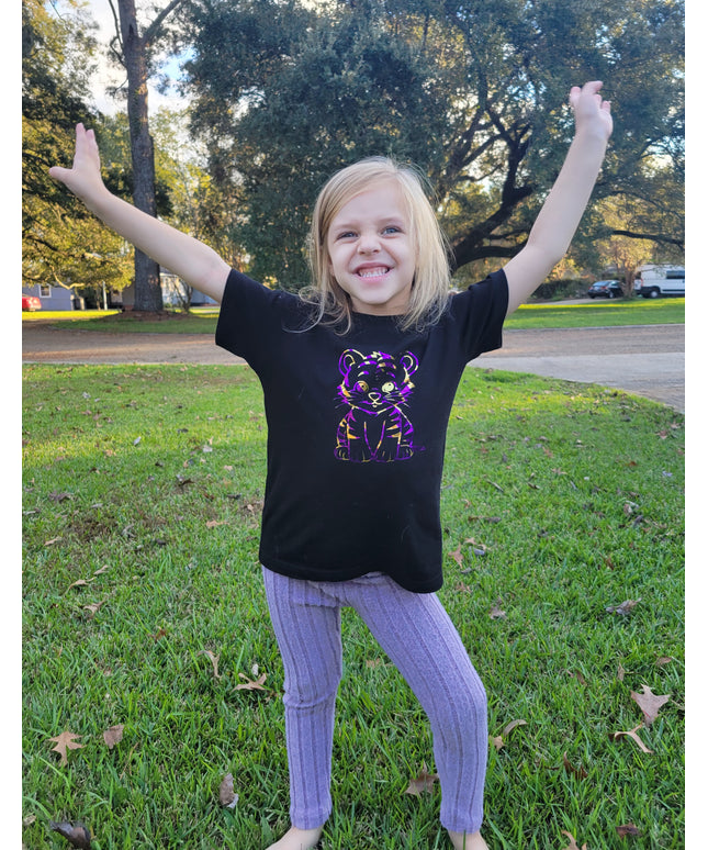 Girls' Tiger Glam Tee - Unique Foil Stripe T-Shirt