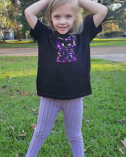 Girls' Tiger Glam Tee - Unique Foil Stripe T-Shirt