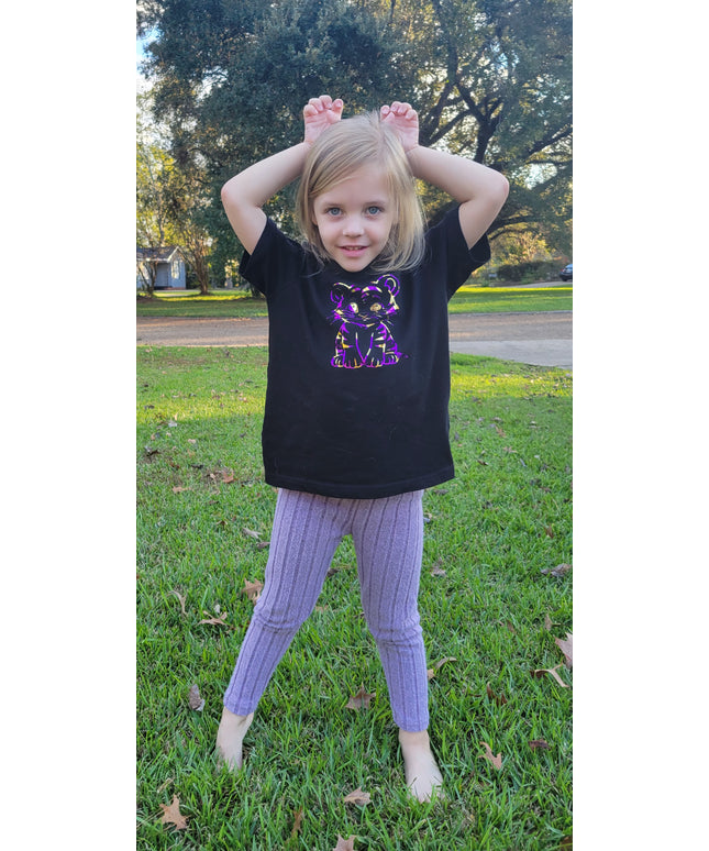 Girls' Tiger Glam Tee - Unique Foil Stripe T-Shirt