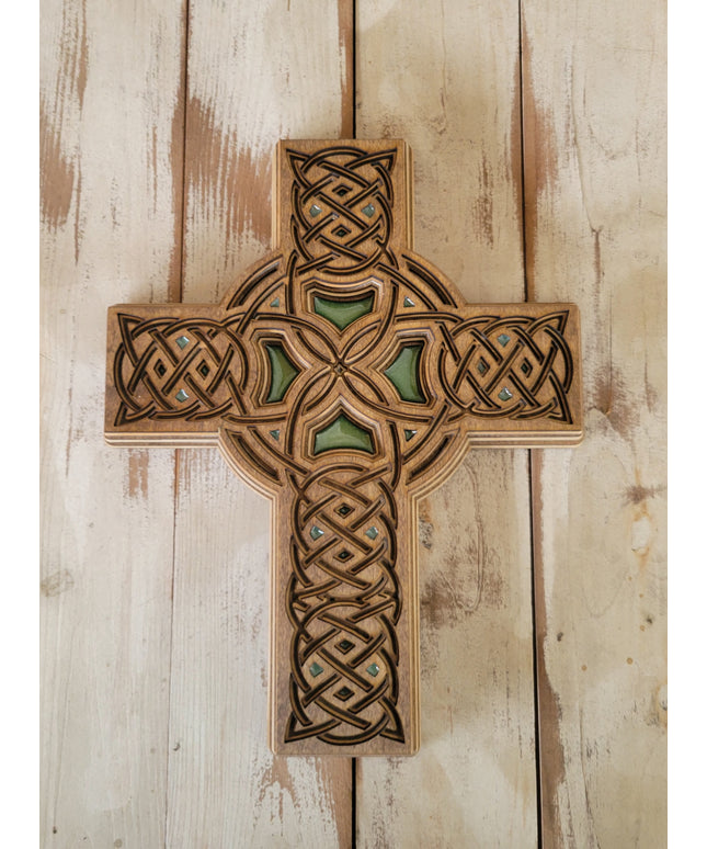 Handcrafted 6-Layer Wooden Stained Celtic Cross
