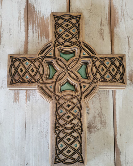 Handcrafted 6-Layer Wooden Stained Celtic Cross