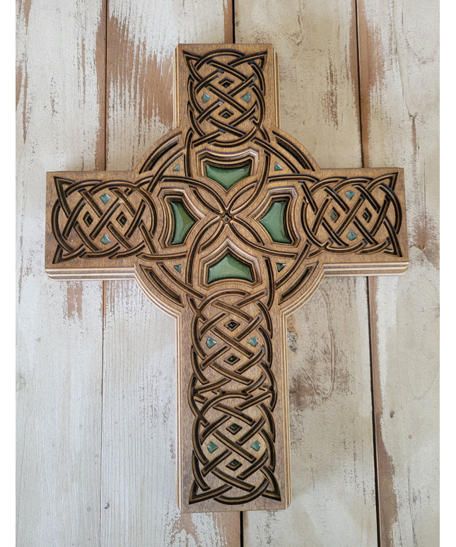 Handcrafted 6-Layer Wooden Stained Celtic Cross