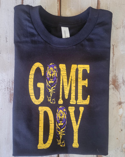 Game Day Tiger Purple and Gold Short Sleeve Youth T-shirt