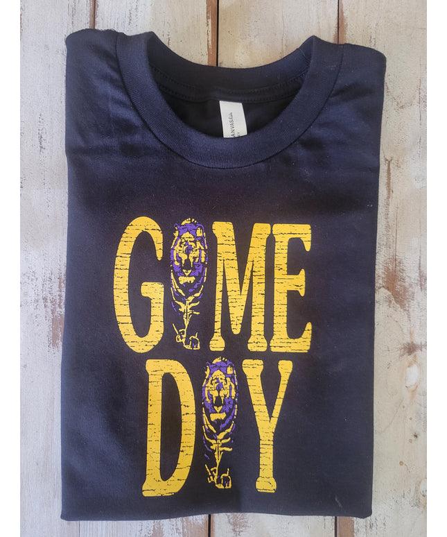 Game Day Tiger Purple and Gold Short Sleeve Youth T-shirt