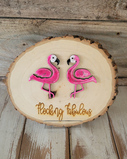 The Flocking Fabulous Flamingos Wood Round Sign