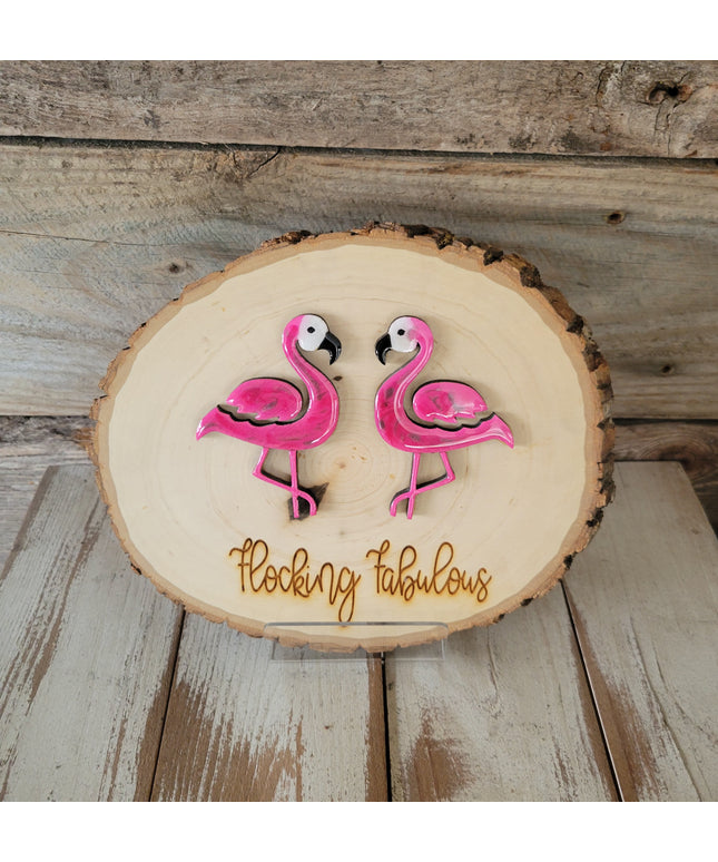 The Flocking Fabulous Flamingos Wood Round Sign