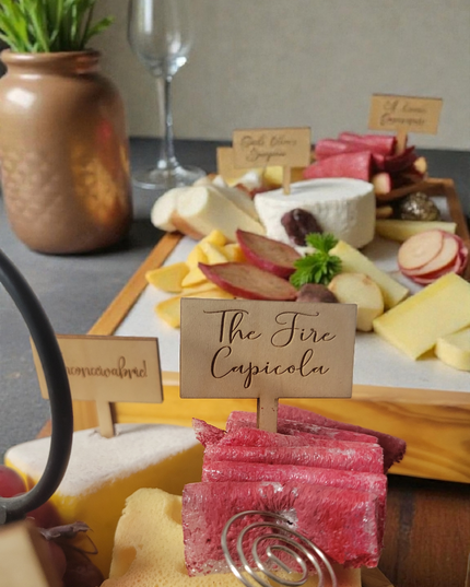 Charcuterie Wooden Meat and Cheese Markers 9 piece