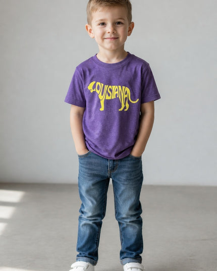 Louisiana Gold Tiger on Purple Short Sleeve Youth T-shirt