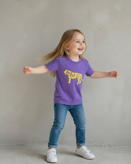 Louisiana Gold Tiger on Purple Short Sleeve Youth T-shirt