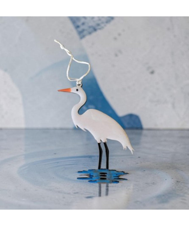 The Louisiana White Egret Ornament