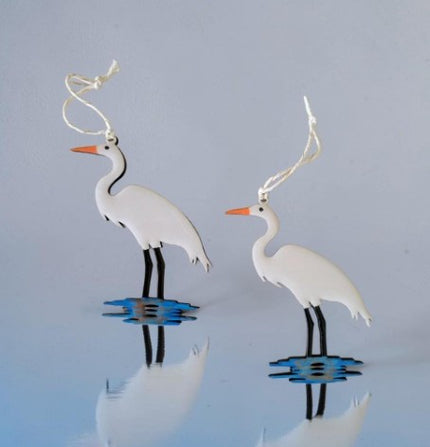 The Louisiana White Egret Ornament