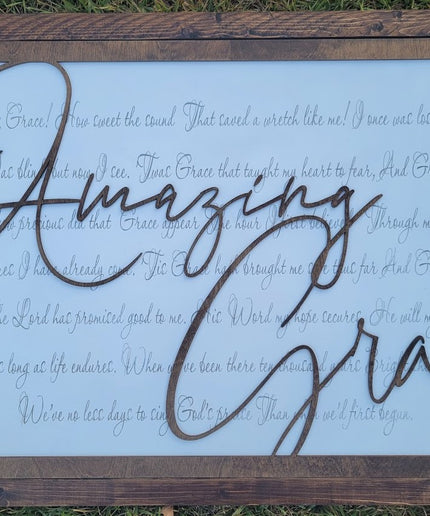 Large "Amazing Grace" Religious Wooden Sign for Home Decor