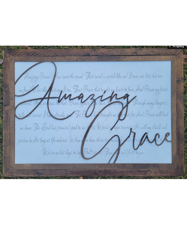 Large "Amazing Grace" Religious Wooden Sign for Home Decor