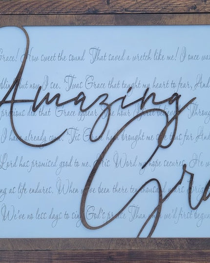 Large "Amazing Grace" Religious Wooden Sign for Home Decor