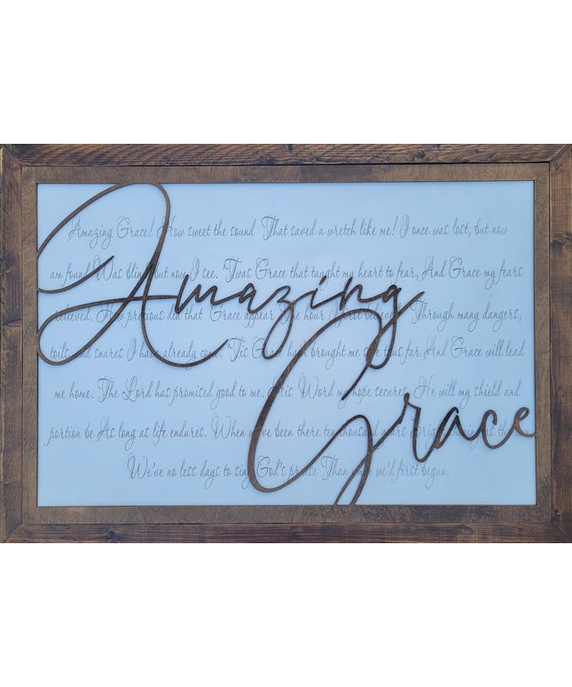 Large "Amazing Grace" Religious Wooden Sign for Home Decor