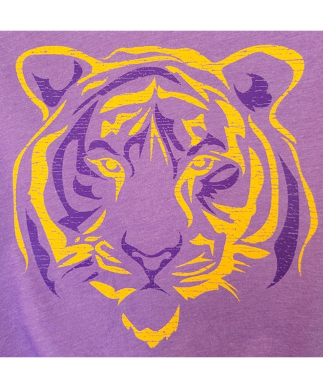 Tiger Purple and Gold Screen Print on Team Purple T-shirt