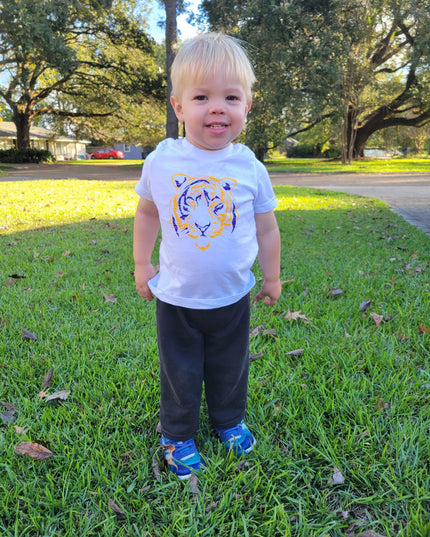 Tiger Purple & Gold Screen Print Short Sleeve T-shirt