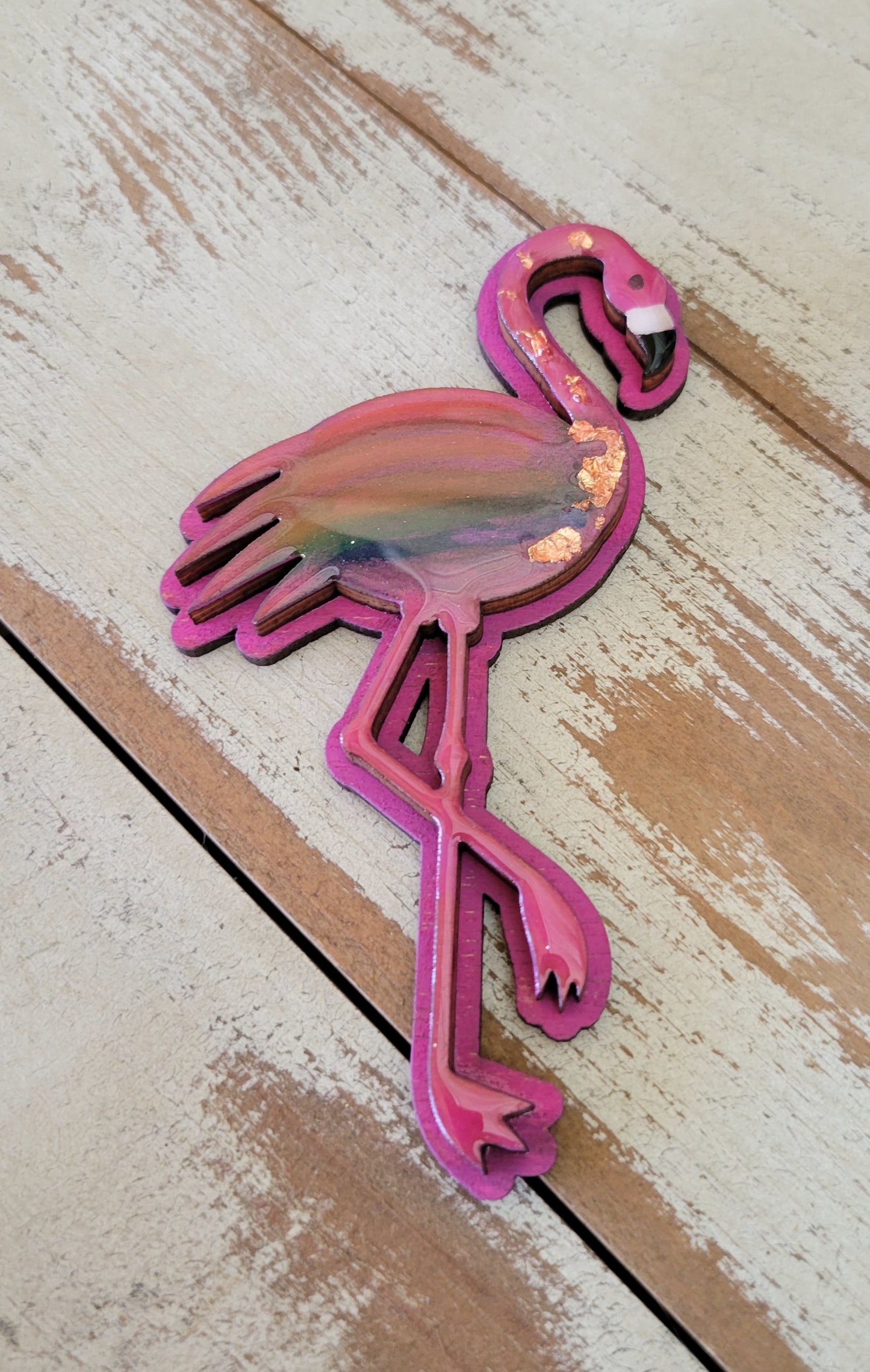 The Flockin Fabulous Pride Rainbow Flamingo Magnet