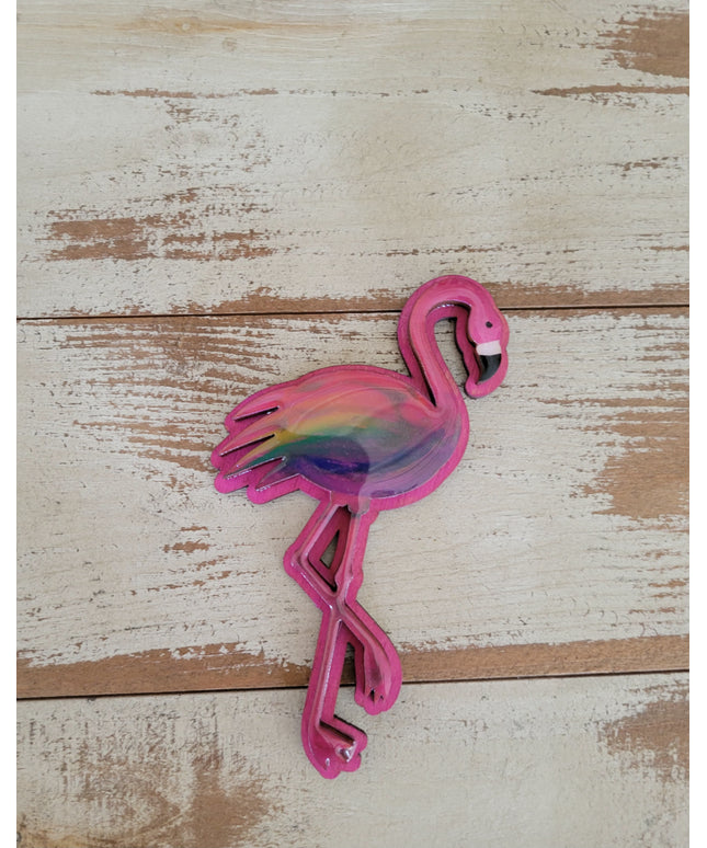 The Flockin Fabulous Pride Rainbow Flamingo Magnet