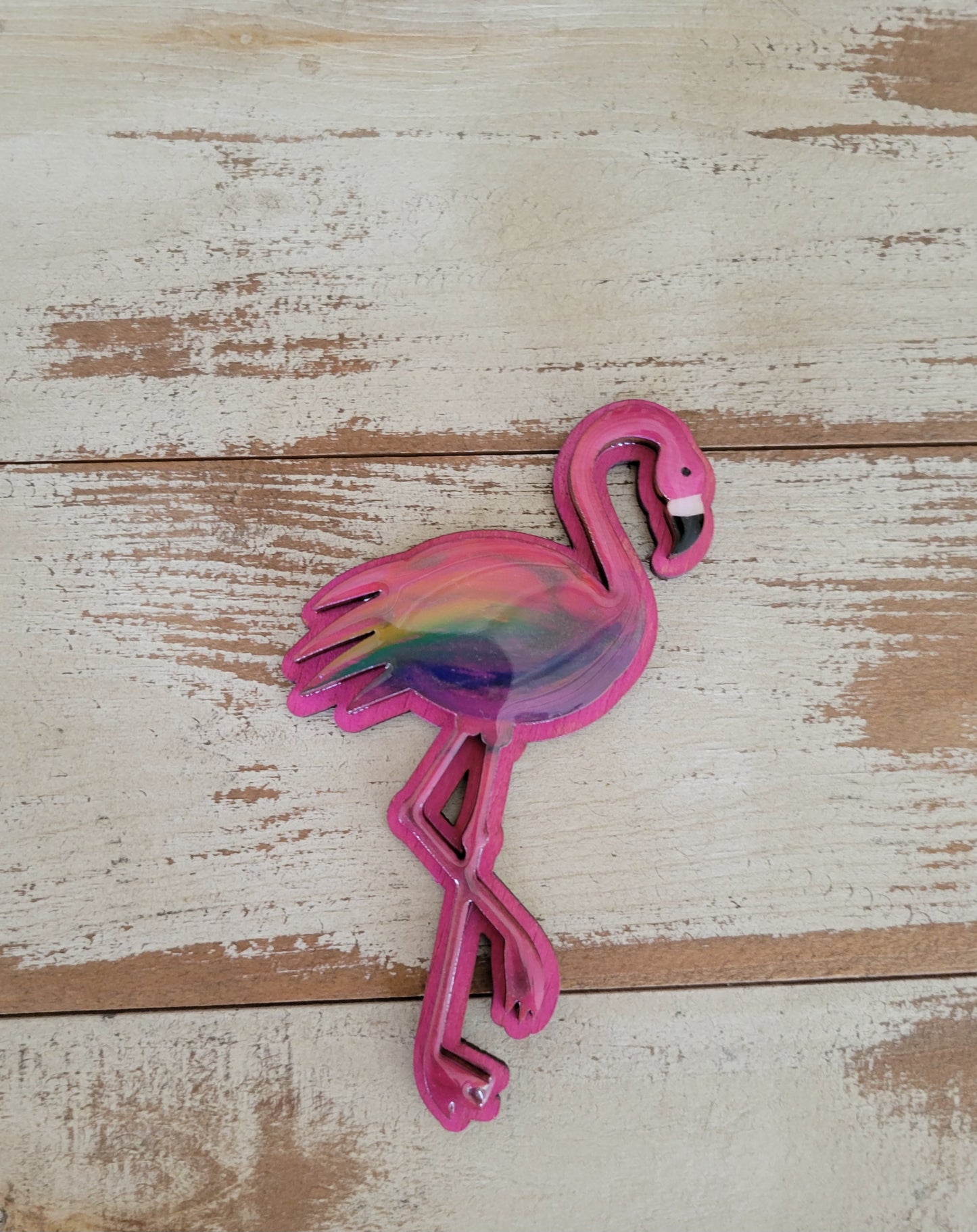 The Flockin Fabulous Pride Rainbow Flamingo Magnet