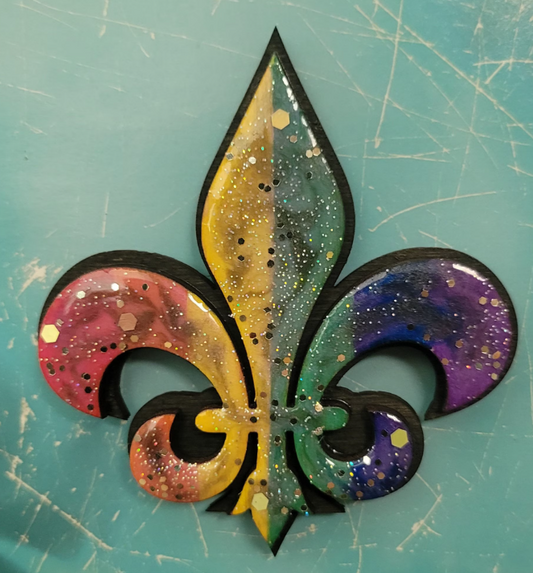 Fleur-de-lis Pride Rainbow Magnet with Glitter